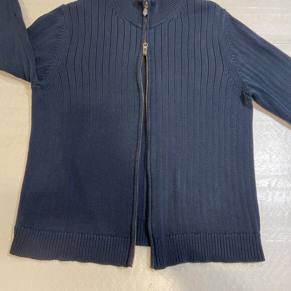 Brooks Brothers Pima Cotton Ribbed Full-Zip Knit Cardigan Sweater Navy Men’s Med - Picture 7 of 15